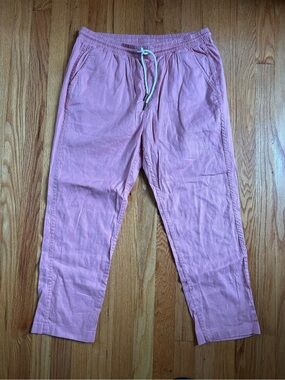 Dandy Del Mar Linen Blend Men's Coral Salmon Drawstring Chinos Medium